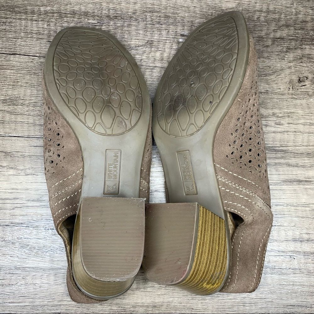 ‎White Mountain Lenora 8.5~Taupe Suede Open Toe  Slingback~Adjustable Strap - Picture 8 of 9